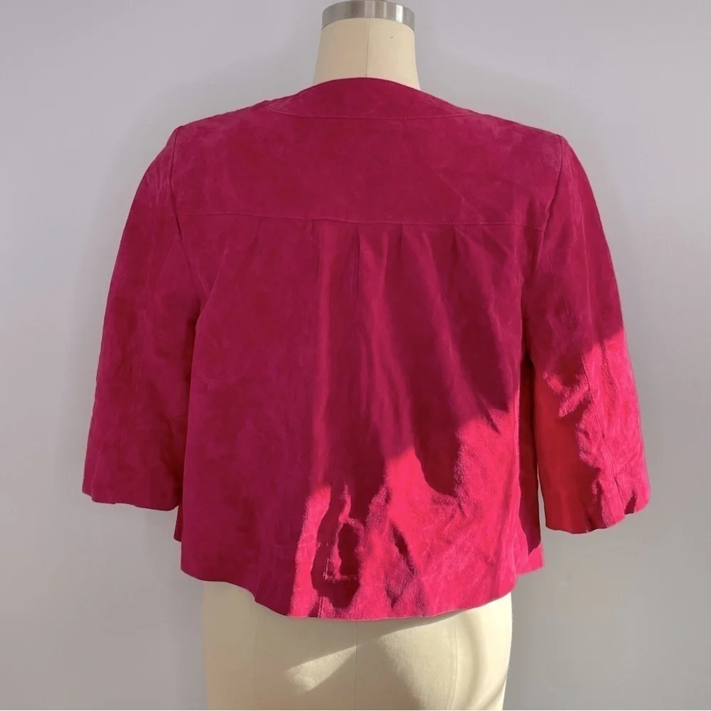 Yvonne le Marie Capelet Short Leather Jacket- Single Button- Pink- Size 12
